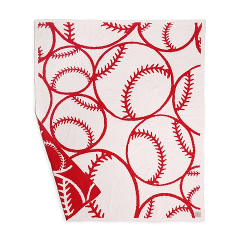 Reversible Baseball Softball Patterned Throw Blanket