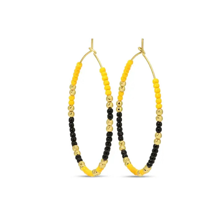 Game Day Delicate Hoops| Black/Yellow