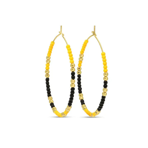 Game Day Delicate Hoops| Black/Yellow