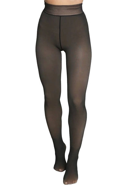 Women's Fake Sheer Fleece Lined Pantyhose Tights | Black