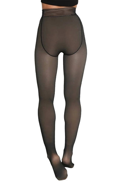 Women's Fake Sheer Fleece Lined Pantyhose Tights | Black