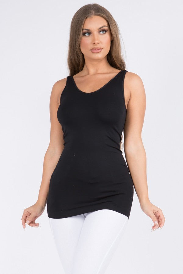Reversible V Or U Neckline Seamless Tank | Black