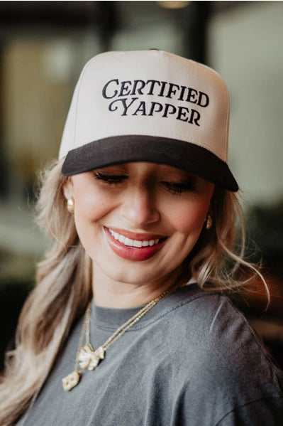Certified Yapper Two-Toned Vintage Hat Gifts For Grads | Black and Tan