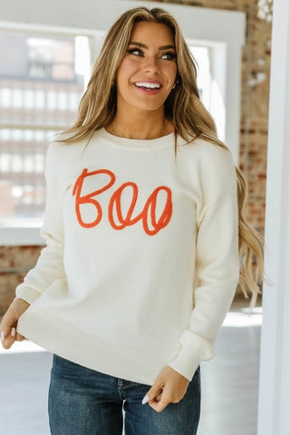 Halloween Boo Drop Shoulder Sweater