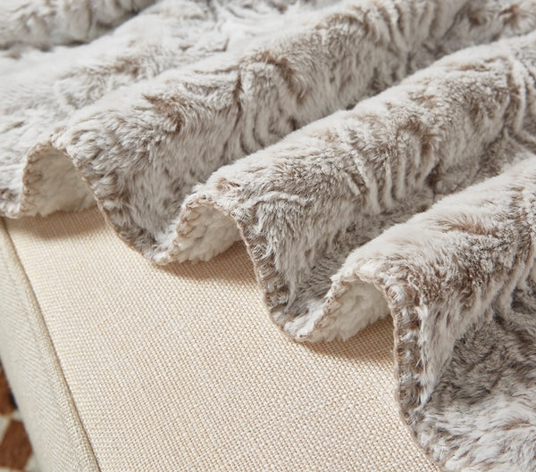 Bronze Baroque" Faux Fur Plush Throw Blanket - 50"x70"