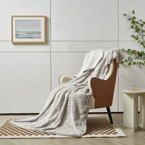 Bronze Baroque" Faux Fur Plush Throw Blanket - 50"x70"