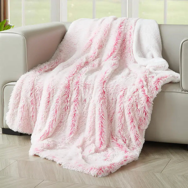 "Bubblegum Frost" Faux Fur Plush Throw Blanket - 50"x70"