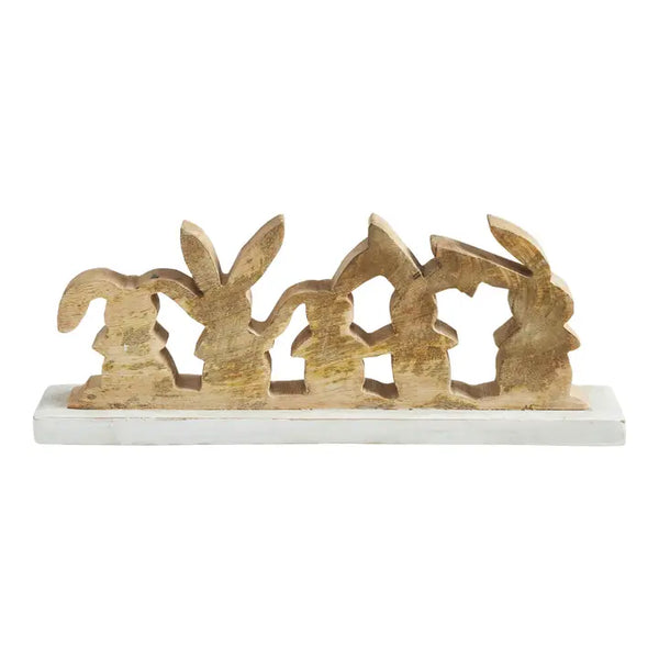 Bunny Hop Rustic Wooden Bunny Silhouette Shelf Sitter - Set of 5 Connected Easter Rabbits