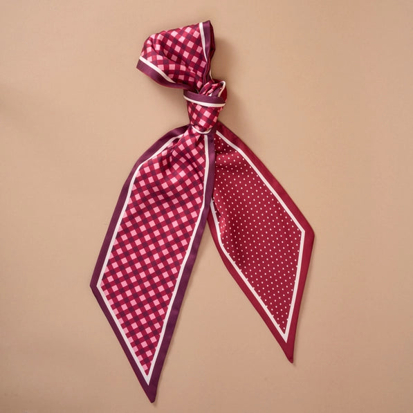 Twirl & Tie Scarf Accessory-Gingham Burgundy