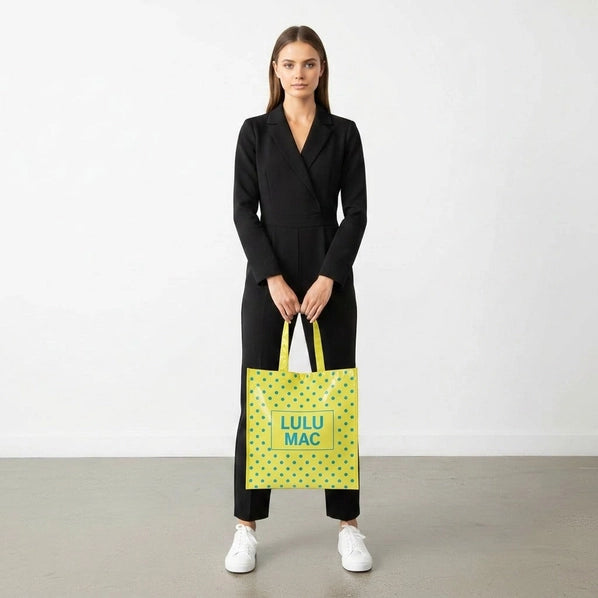 Lulu Mac Reusable Tote| Butter Blue Dot