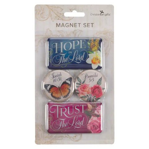 Trust & Hope in the Lord Floral & Butterflies Magnet Set