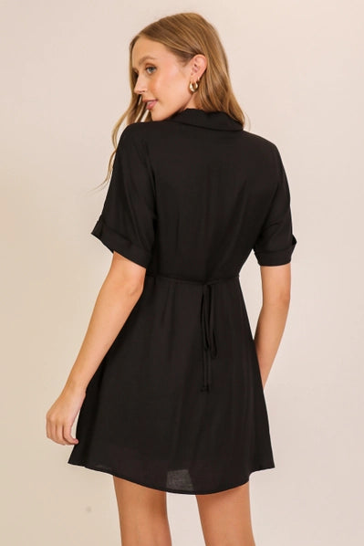Button Down Shirt Dress | Black