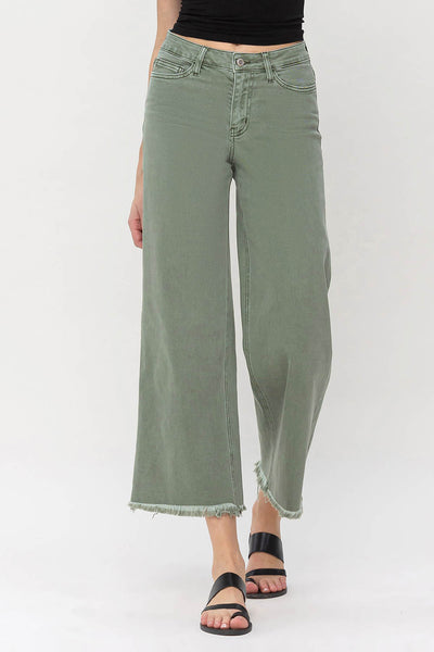 High Rise Crop Wide Leg Jeans