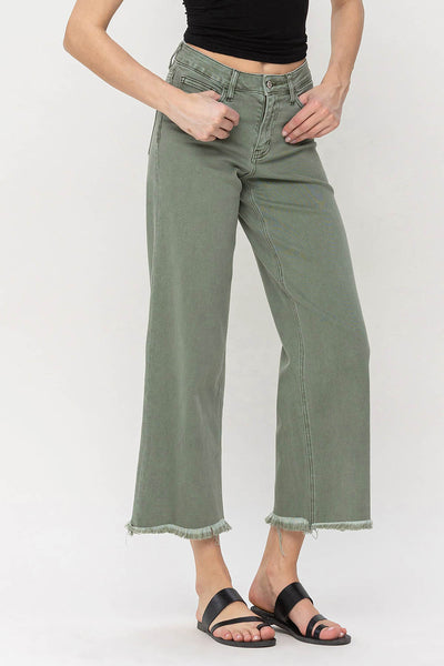 High Rise Crop Wide Leg Jeans