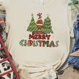 Merry Christmas Tree Doodle Tee