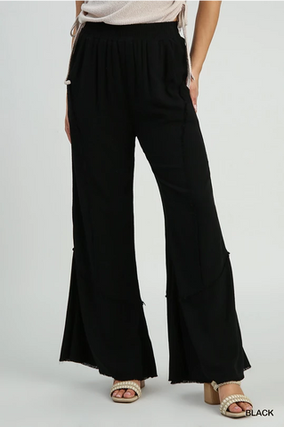 Linen Wide Leg Pants | Black