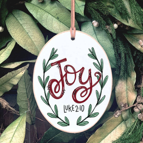 Oval Ornaments- Joy Greenery