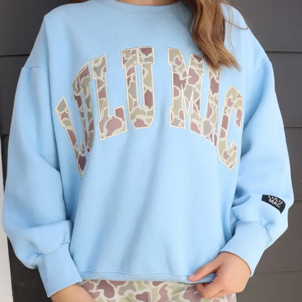 Lulu Mac Camo Embroidered Sweatshirt | Light Blue