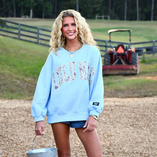 Lulu Mac Camo Embroidered Sweatshirt | Light Blue