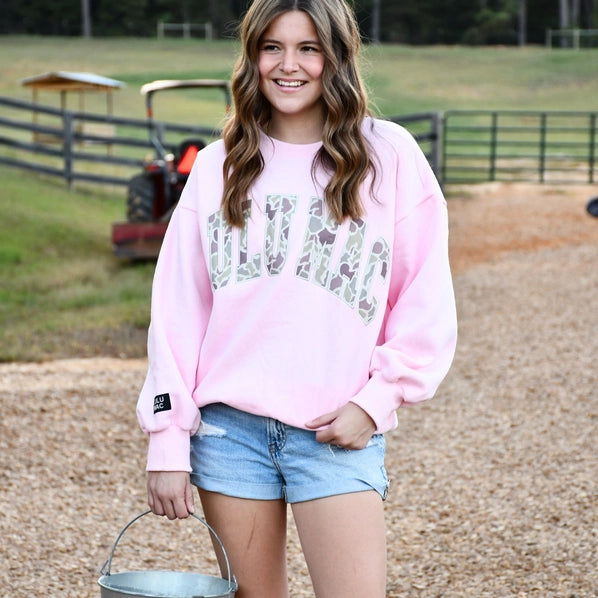 Lulu Mac Camo Embroidered Sweatshirt | Light Pink,