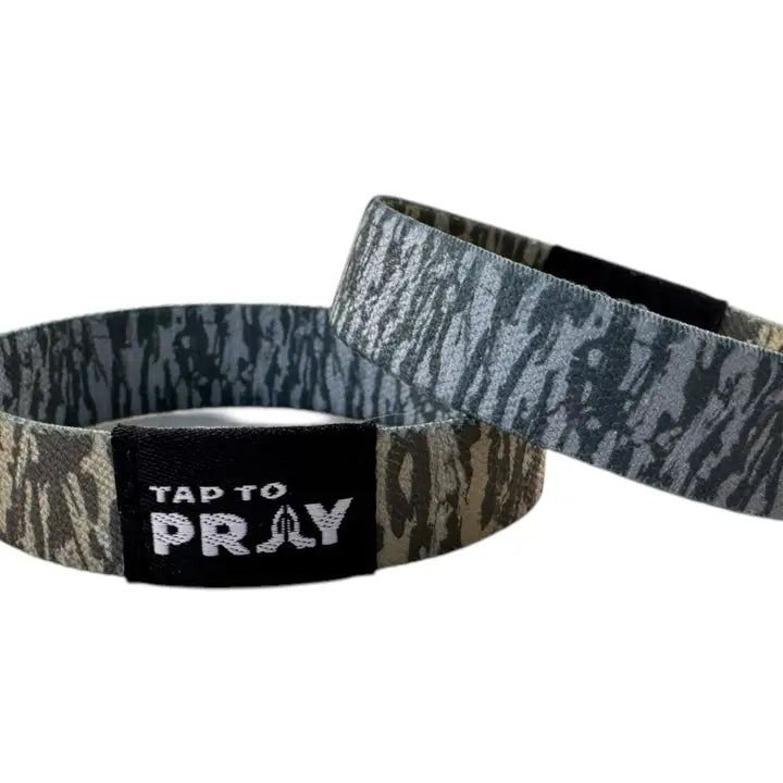 Tap To Pray™ Wristbands - Tree Bark Camo Brown & Grey |2 Sizes