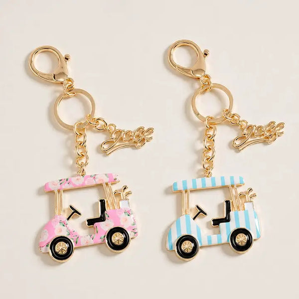Golf Cart Charm Drop Keychain Bag Charm | Blue\Pink