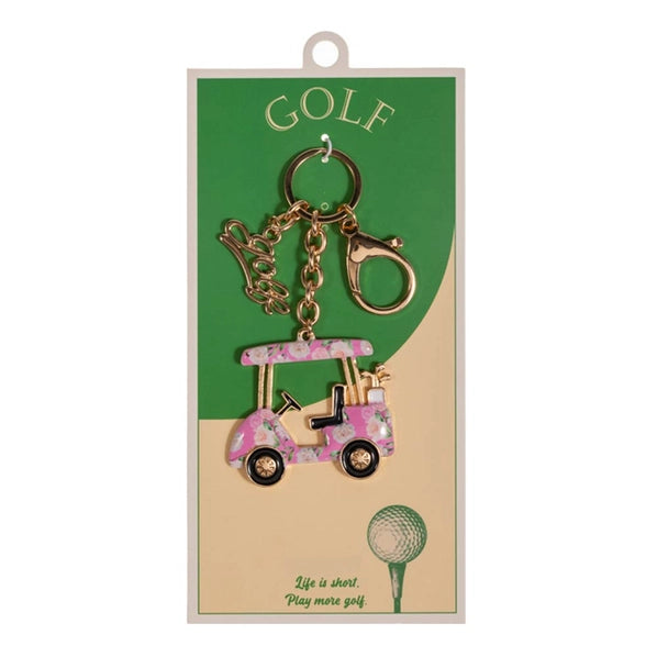 Golf Cart Charm Drop Keychain Bag Charm | Blue\Pink
