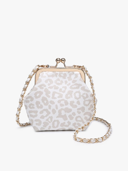 Cleo Coin Pouch Crossbody| Cheetah-Lt. Grey