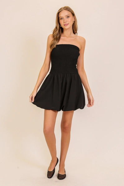 Chic Bubble Hem Dress | Black