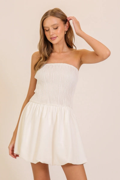 Chic Bubble Hem Dress | White