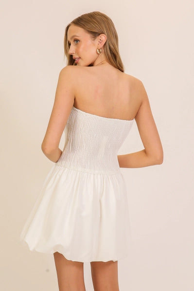 Chic Bubble Hem Dress | White