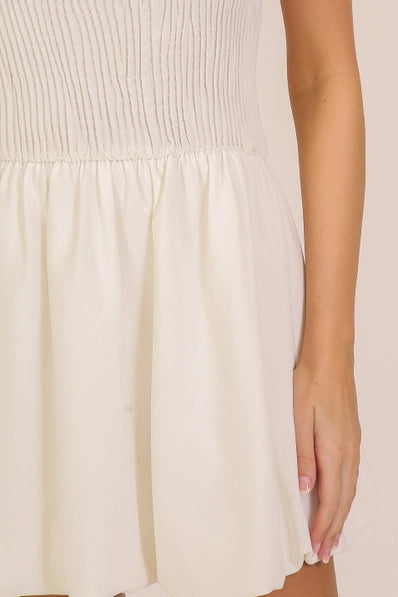 Chic Bubble Hem Dress | White