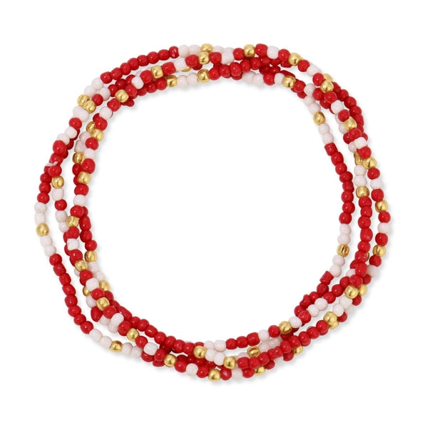 2mm Stretch Beaded Game Day Bracelets| Crimson/White