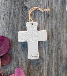 Cross Lace Loved Christmas Ornament