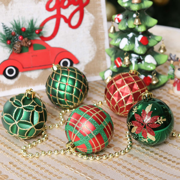 Red Green and Gold Majestic Christmas Ornament Bundle Set