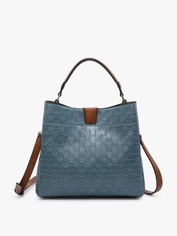 Tati Woven Textured Satchel | Teal