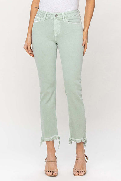 Mid Rise Crop Straight Jeans