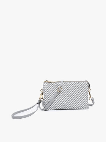 Riley Woven 3 Compartment Crossbody/Wristlet | Grey