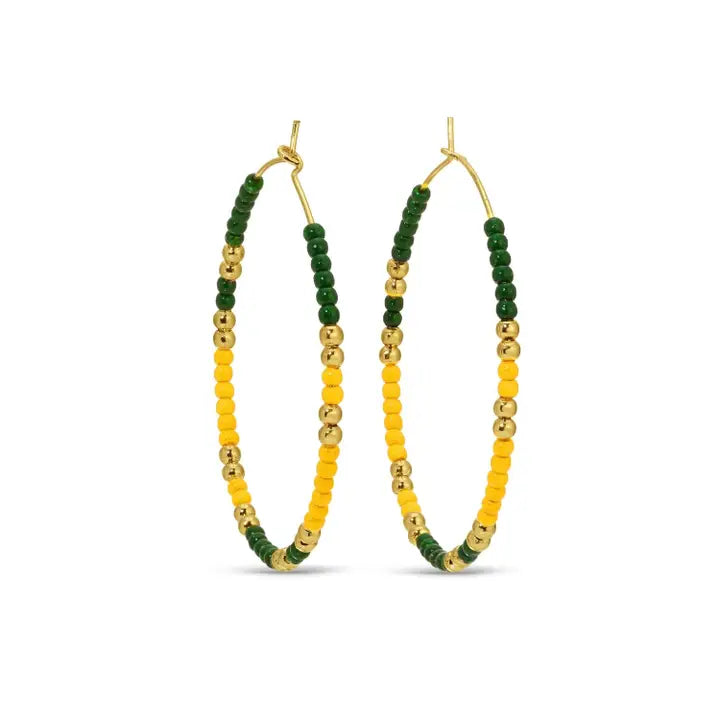 Game Day Delicate Hoops| Dark Green/Yellow