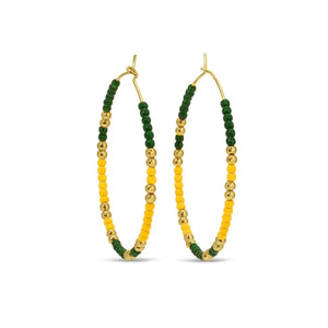 Game Day Delicate Hoops| Dark Green/Yellow