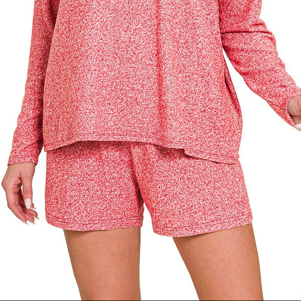 Soft Melange Shorts  | Dark Red