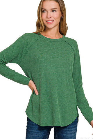 Baby Waffle Long Sleeve Top | Dark Green