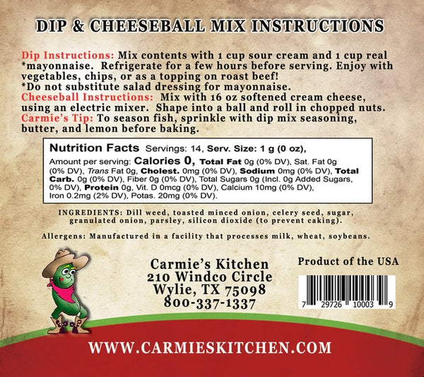 Carmie's Kitchen Dilliest Dill Dip Mix