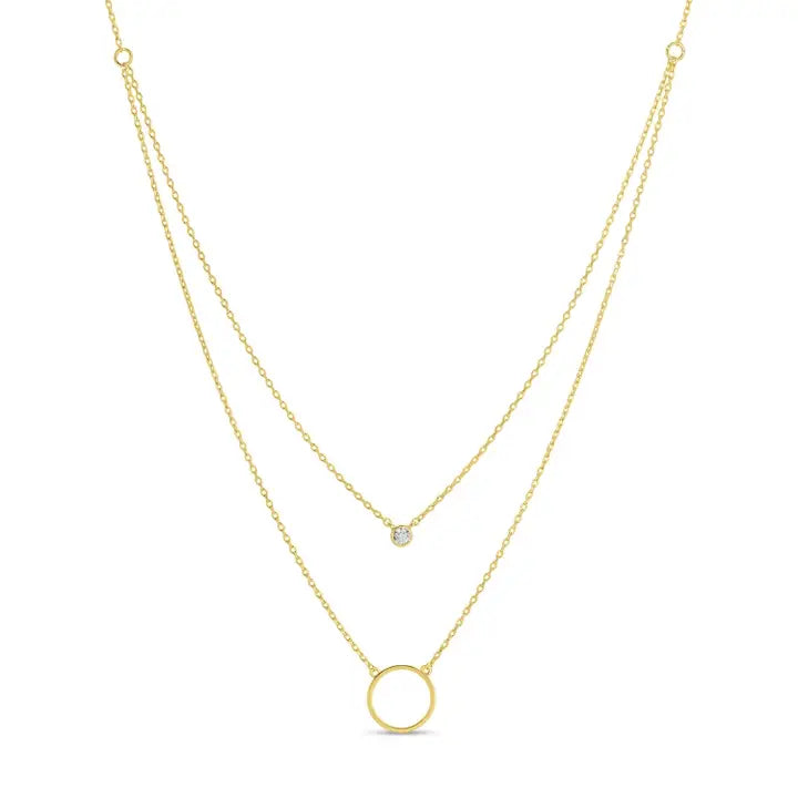 Double Appeal Circle & Cz Necklace