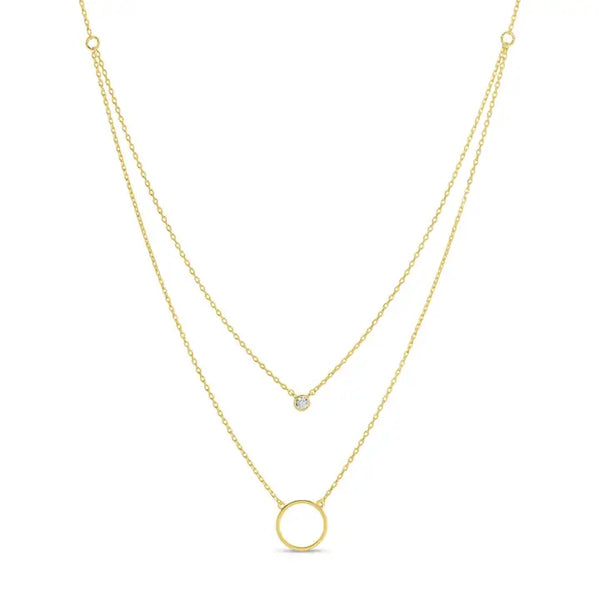 Double Appeal Circle & Cz Necklace