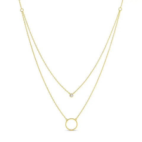Double Appeal Circle & Cz Necklace