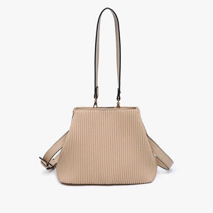 Dove Pleated Satchel w/ Large Handle| Taupe