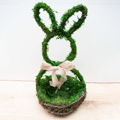Moss Bunny Basket Decor Green 8x15x8