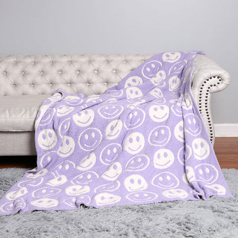 Smile Patterned Reversible Throw Blanket | Lavender