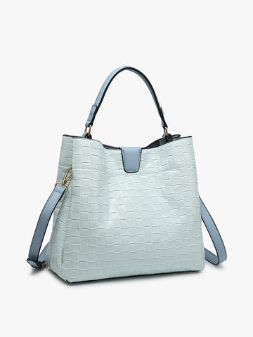 Tati Woven Textured Satchel | Baby Blue